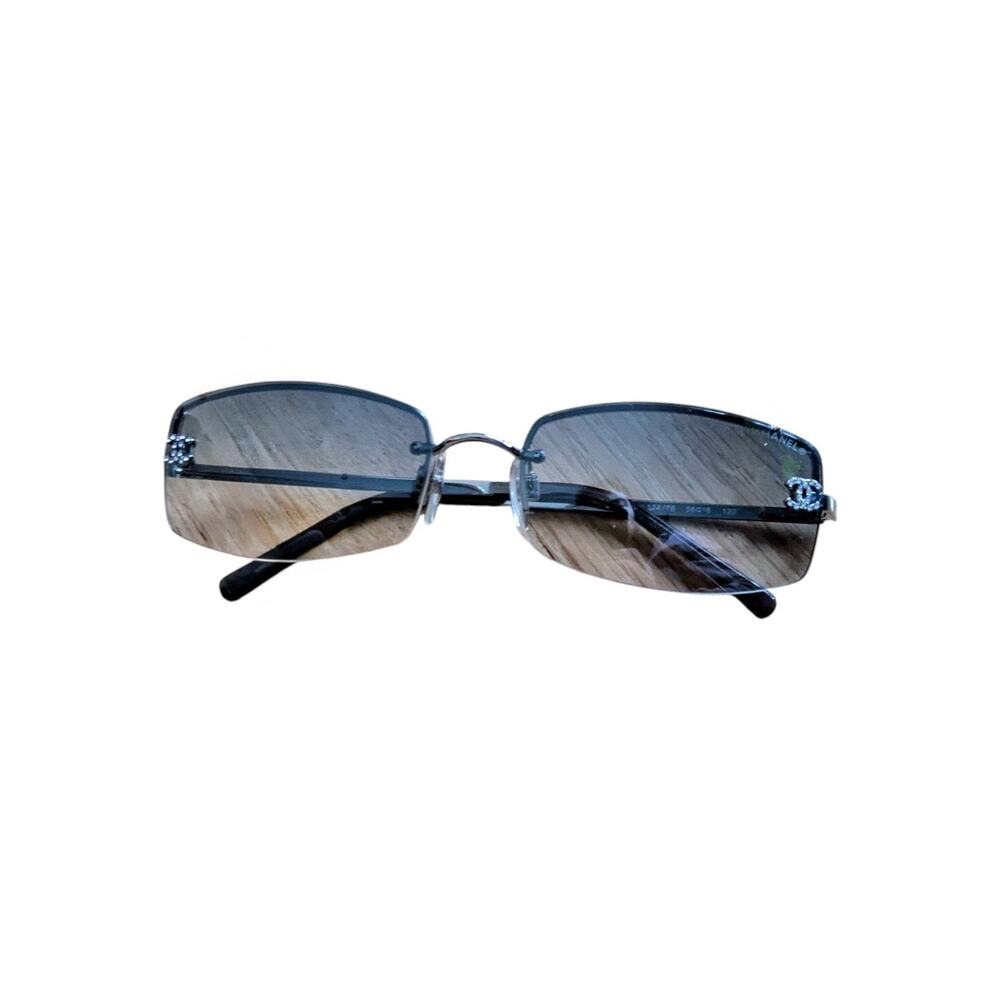Vintage Chanel Sunglasses Womens Rimless Lens Crystal CC Logo Italy Y2K Eyewear - Picture 4 of 16